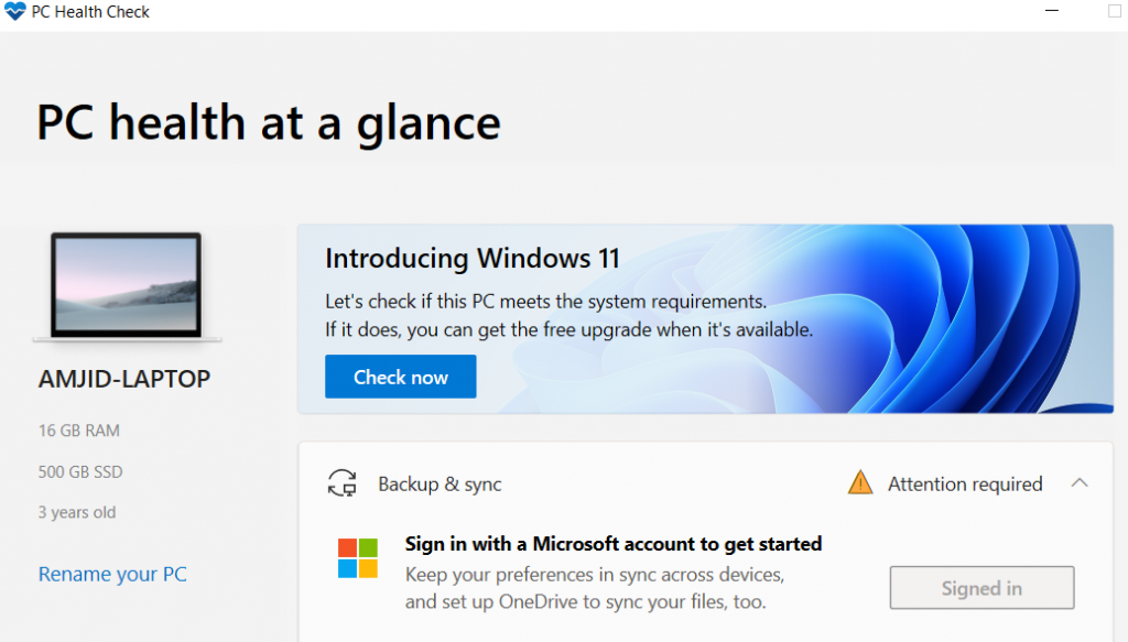 Windows 11 Health Check