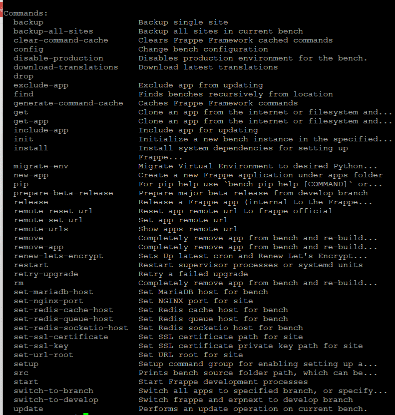 frappe-bench commands