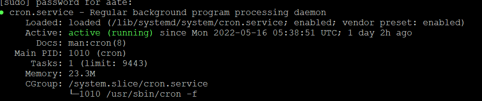 crontab explained crontab service status