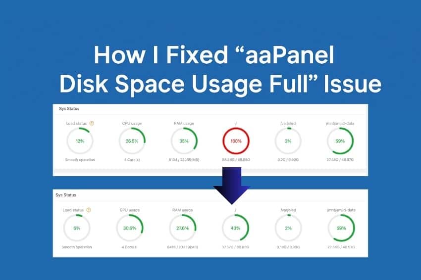 how i fixed aapanel diskspace issue