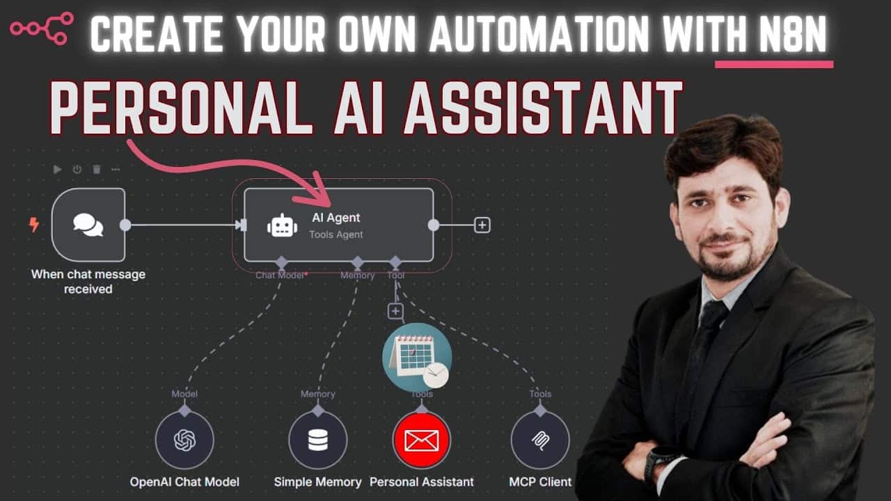 Youtube Thumnail image of : Create Your Own Personal AI Assistant with Gmail Integration | n8n + Gemini 2.5 Demo